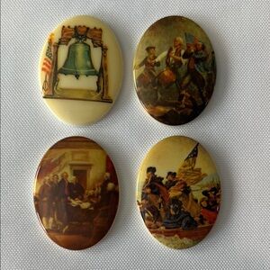 VTG 1776-1976 American History Theme Jewelry Cab Set July 4th Independence Craft